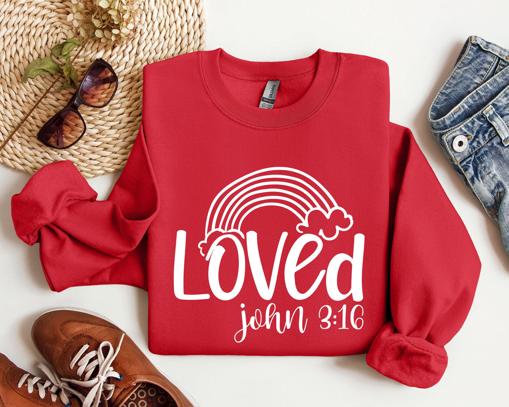 Retro Loved Rainbow Vintage Valentine's Day Nostalgia Heartfelt Celebration Edition Sweatshirt