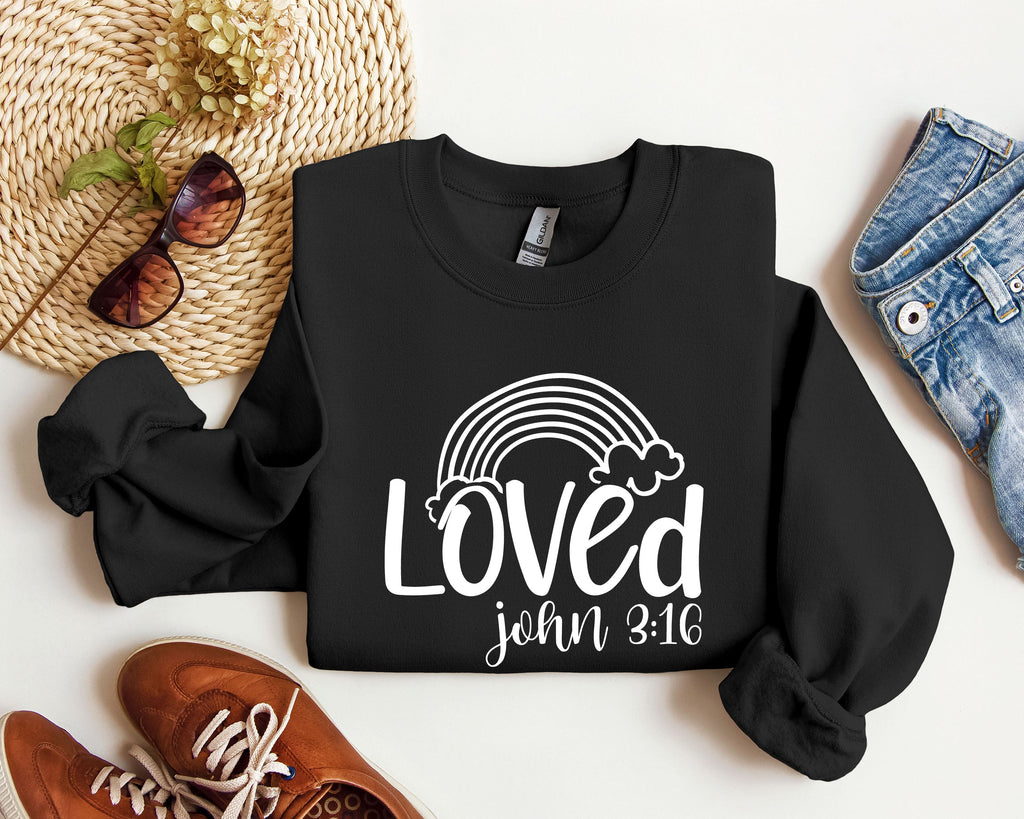 Retro Loved Rainbow Vintage Valentine's Day Nostalgia Heartfelt Celebration Edition Sweatshirt