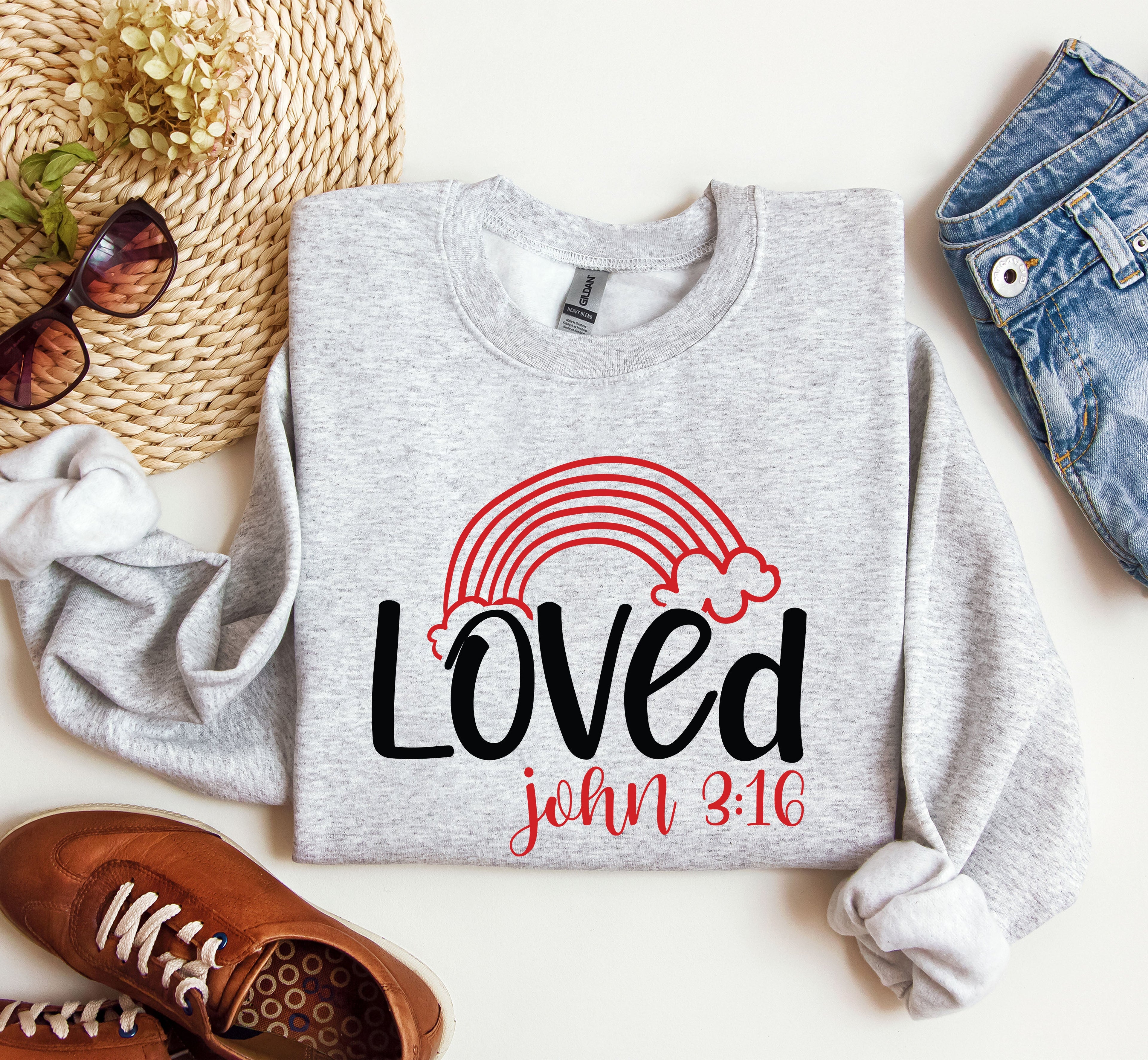 Retro Loved Rainbow Vintage Valentine's Day Nostalgia Heartfelt Celebration Edition Sweatshirt