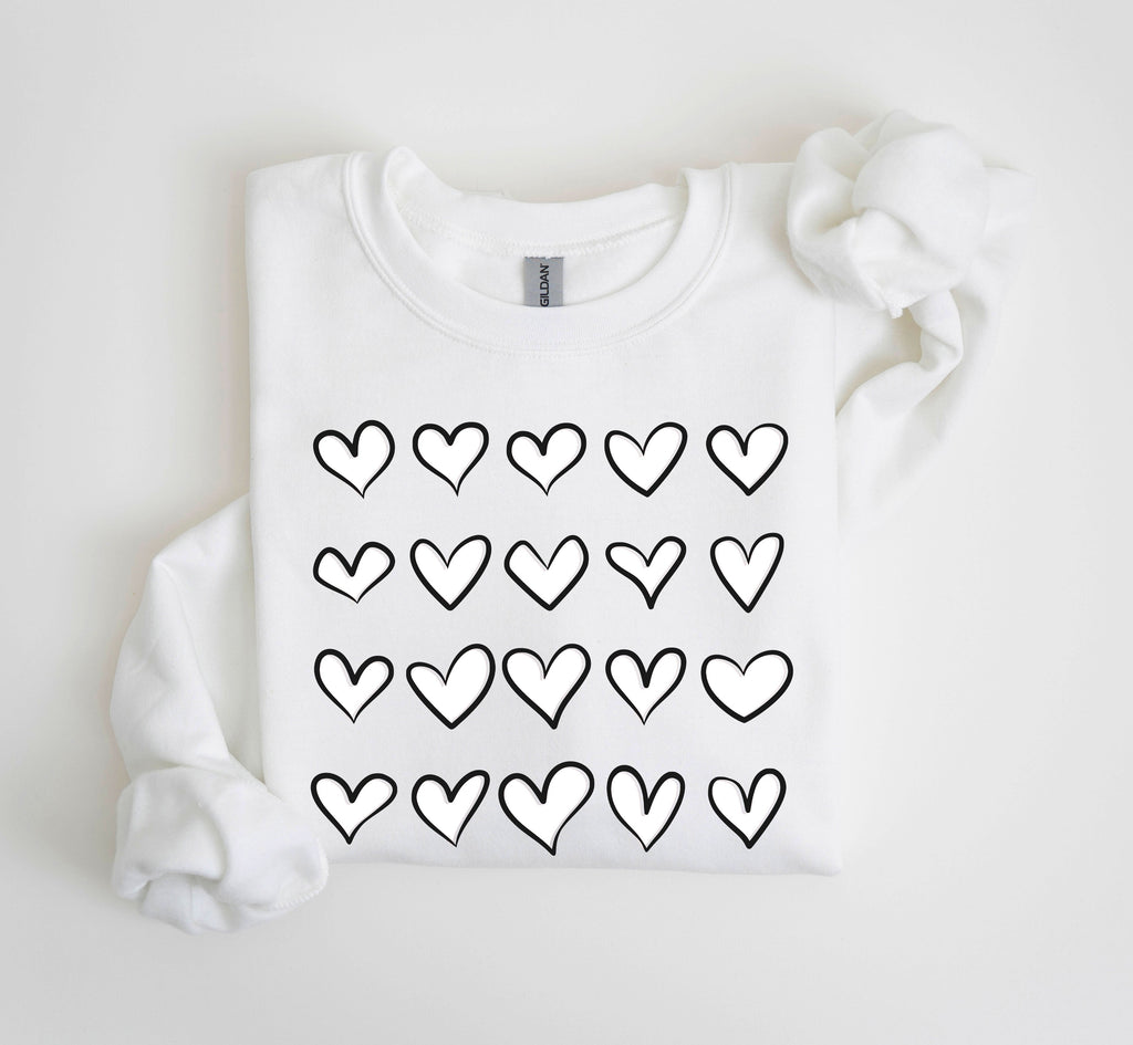 Mini Hearts Valentine's Retro Heart Print Vintage Love Script Doodle Edition Sweatshirt