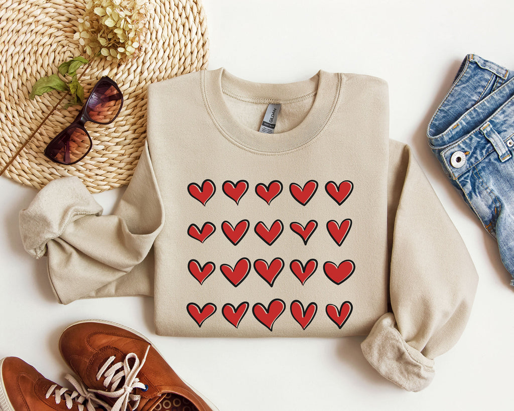 Mini Red Hearts Retro Valentine's Day Love Theme Extra Cozy Ultra Soft Fleece Sweatshirt