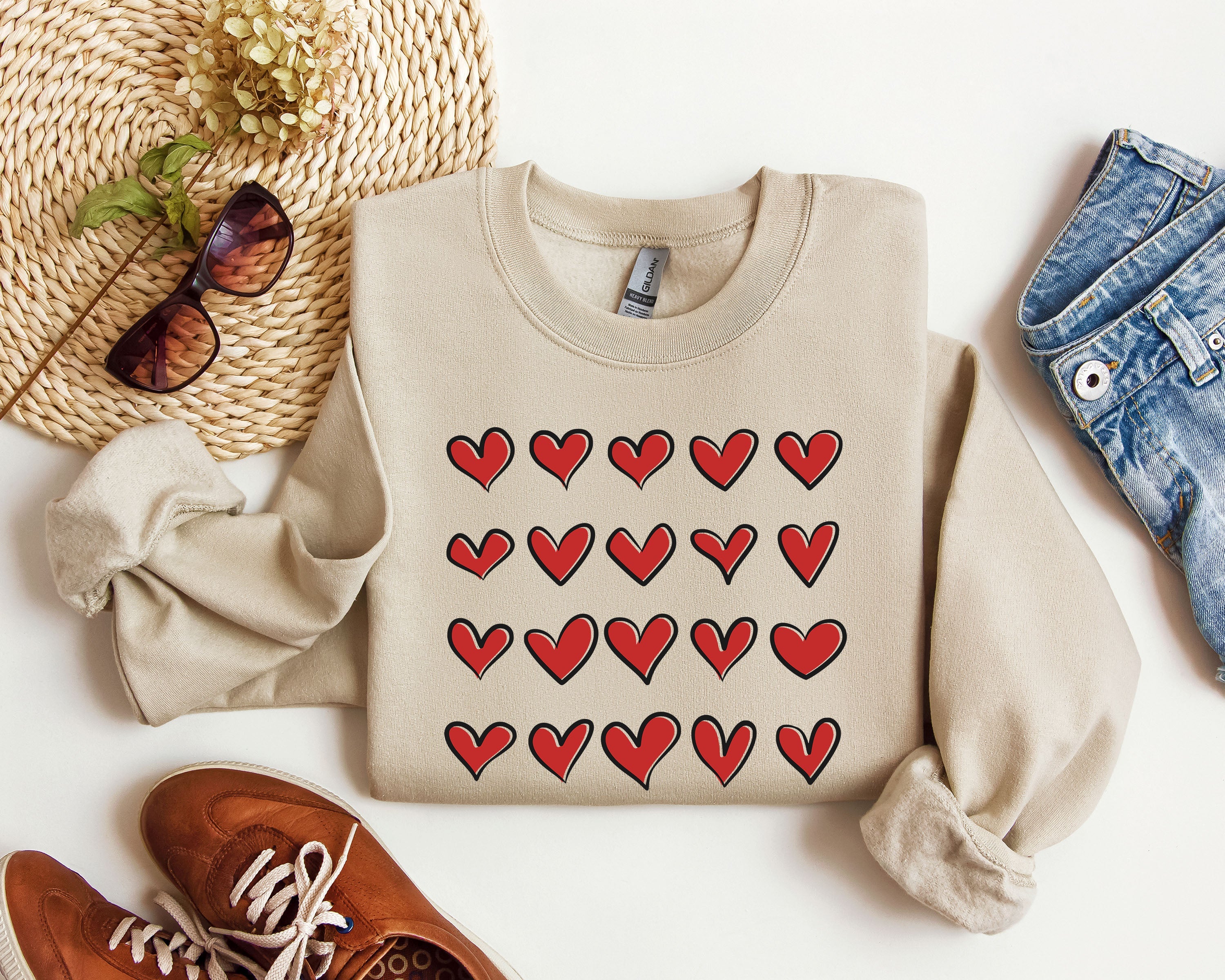 Mini Red Hearts Retro Valentine's Day Love Theme Extra Cozy Ultra Soft Fleece Sweatshirt