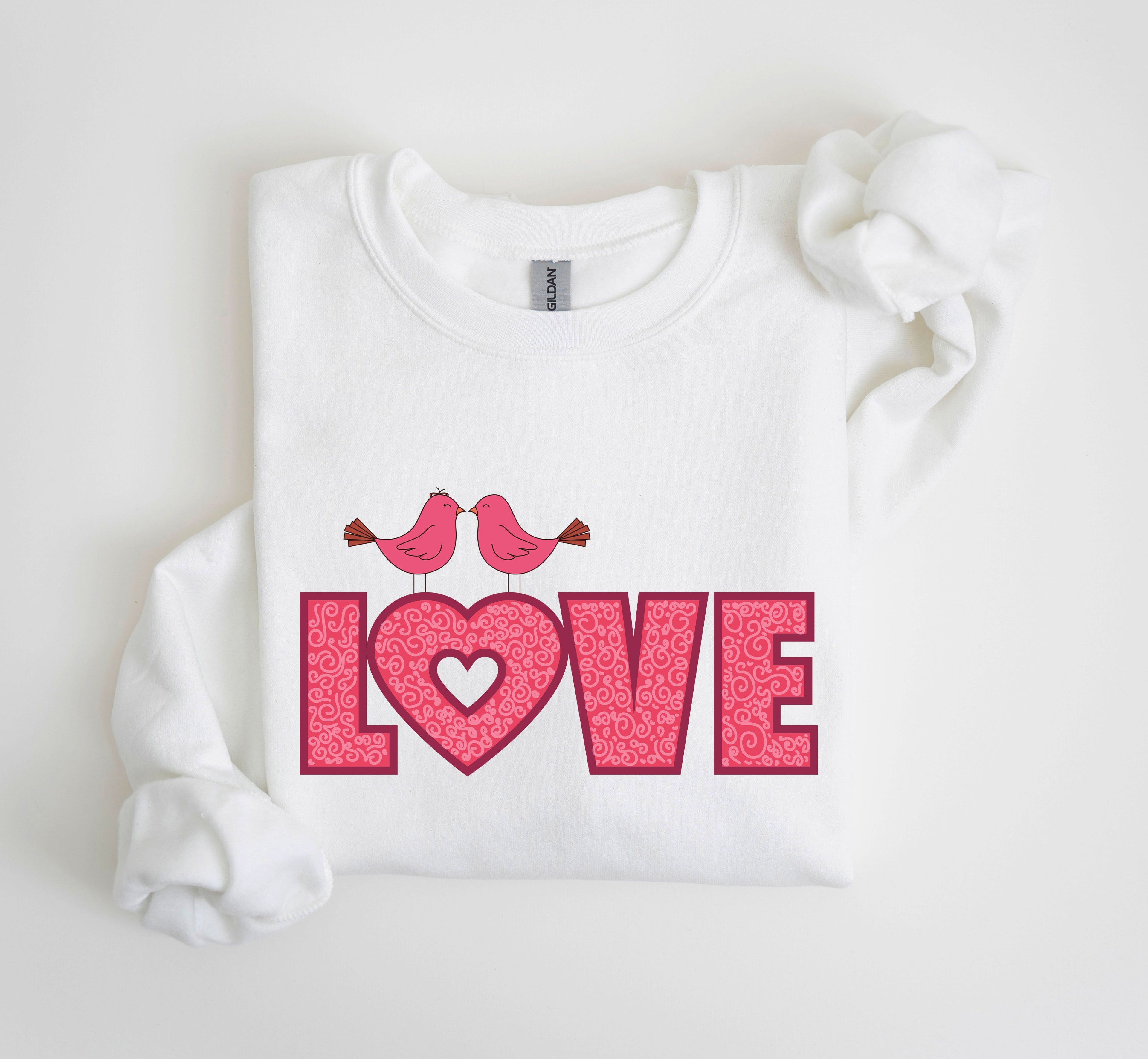 Retro Love Birds Vintage Valentine Romance Illustration For Lovers Of Classic Romantic Imagery Sweatshirt