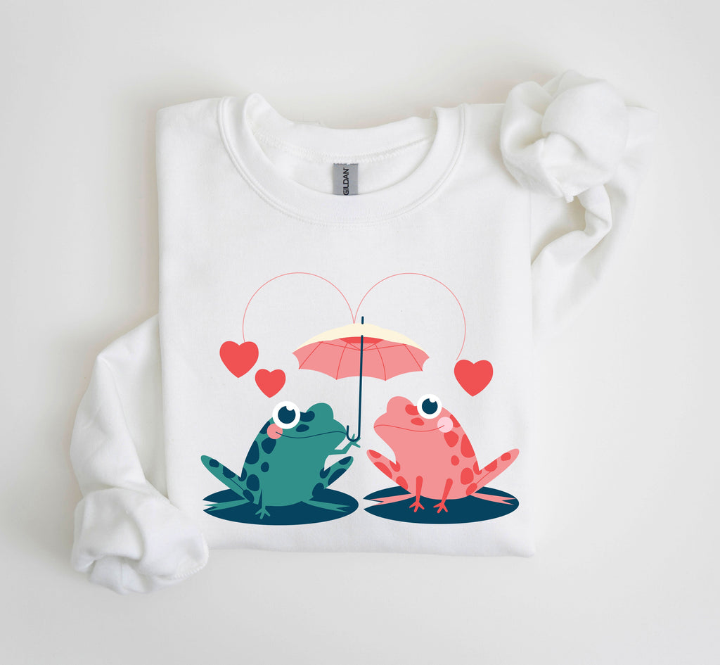 Retro Lover Frogs Vintage Valentine's Day Nostalgic Whimsy Print For Cozy Everyday Comfort Sweatshirt