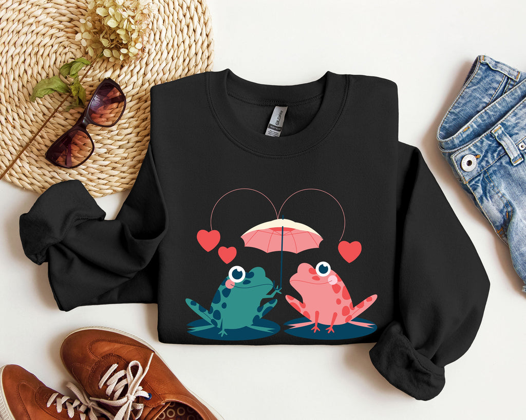 Retro Lover Frogs Vintage Valentine's Day Nostalgic Whimsy Print For Cozy Everyday Comfort Sweatshirt