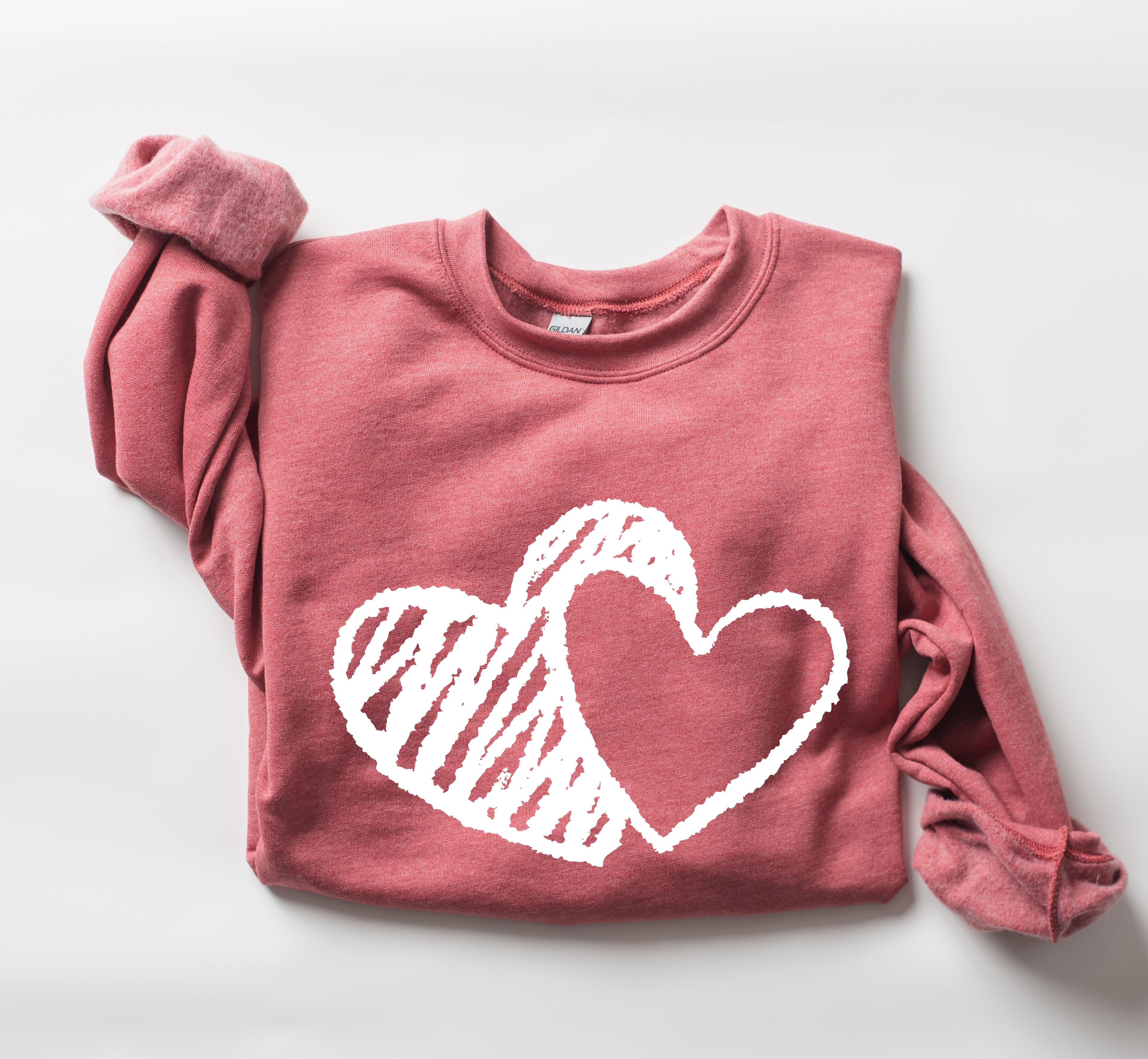 Retro Hand Drawn Hearts Vintage Valentine's Day Nostalgic Romance Inspired Cozy Warmth Sweatshirt