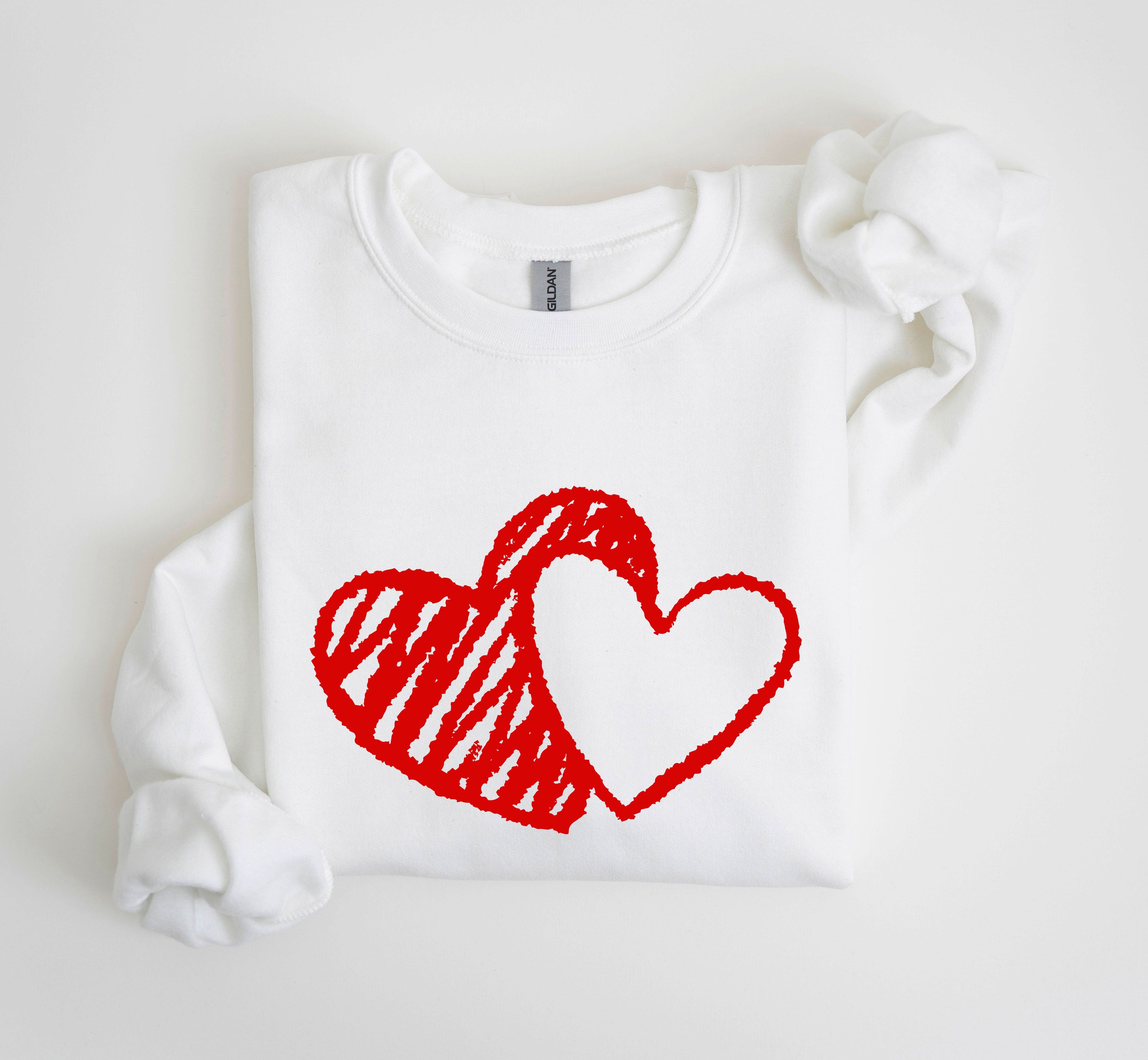 Retro Hand Drawn Hearts Vintage Valentine's Day Nostalgic Romance Inspired Cozy Warmth Sweatshirt
