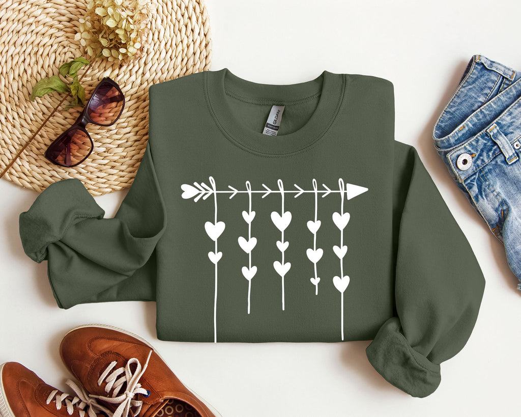 Retro Arrow and Hearts Vintage Valentine's Day Limited Edition Seasonal Graphic Sweatshirt