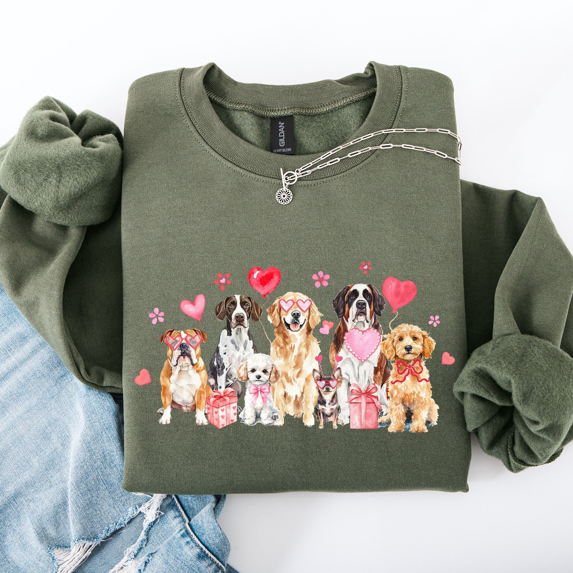 Valentine's Dogs Hearts Love Animal Lovers Plush Ultra Cozy For Pet Owners Sweatshirt