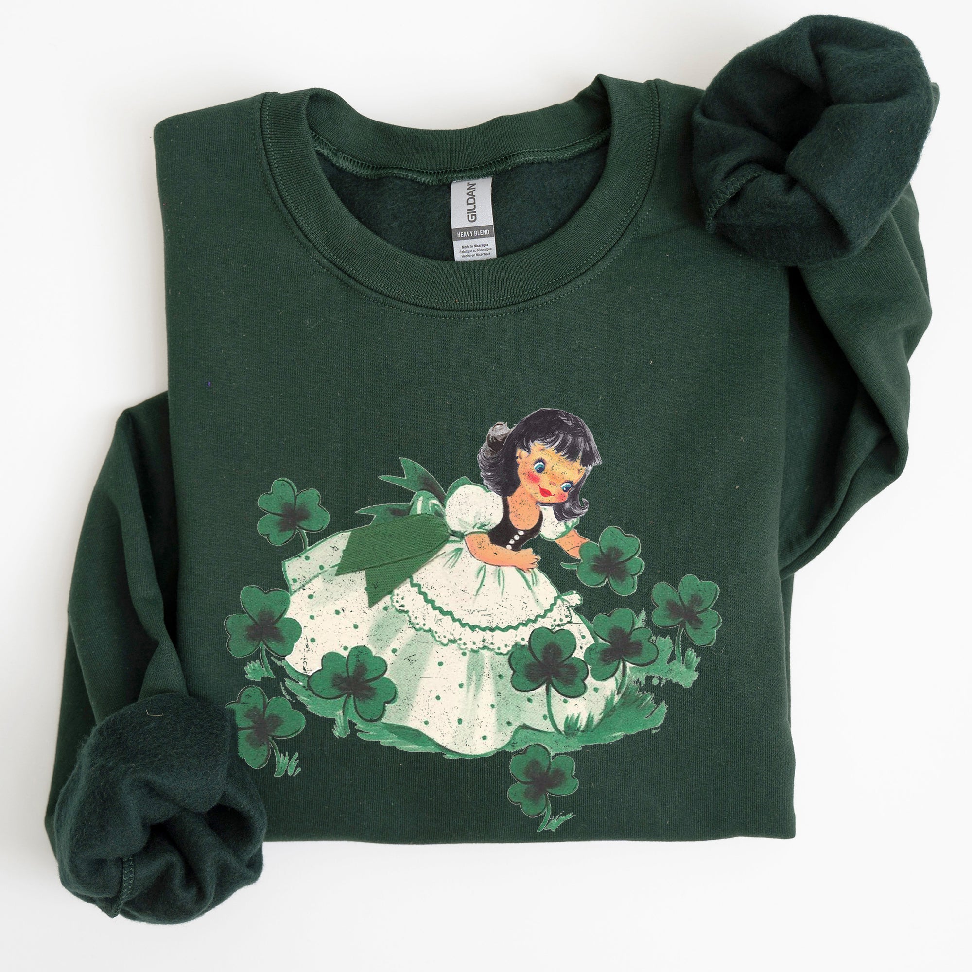 Clover Girl Shamrocks St Patrick's Day Festive Shamrock Print Cozy Holiday Sweatshirt