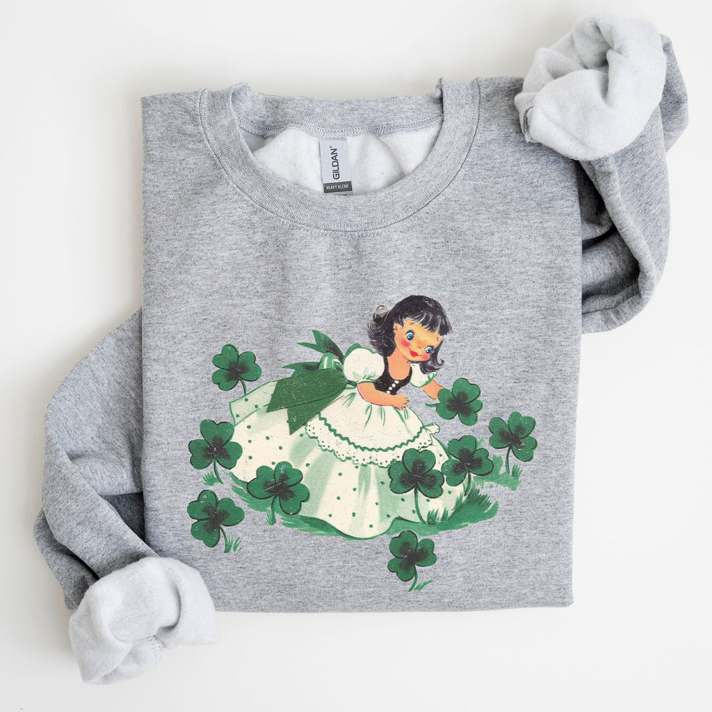 Clover Girl Shamrocks St Patrick's Day Festive Shamrock Print Cozy Holiday Sweatshirt