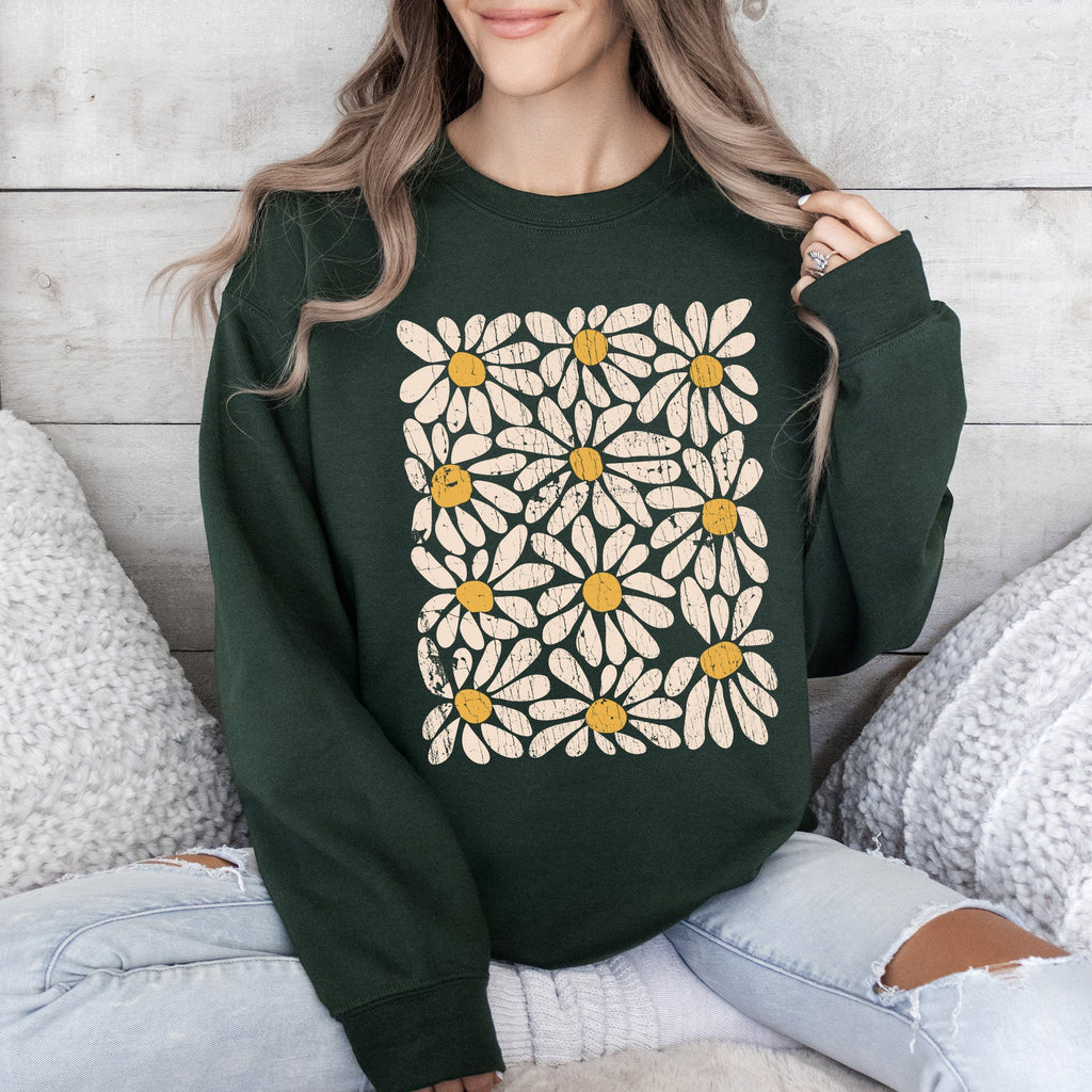 Vintage Daisies Floral Design and Classic Botanical Motifs Collection Sweatshirt