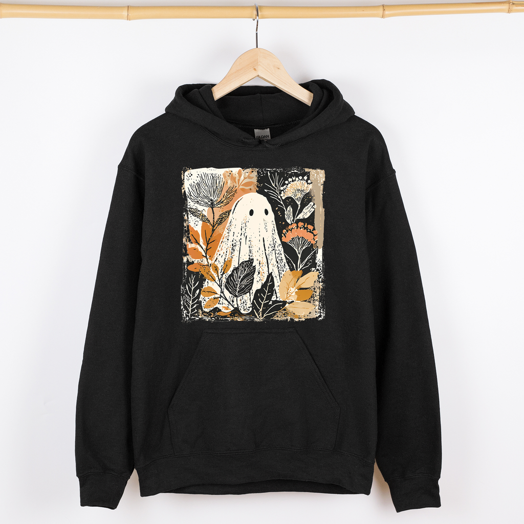 Vintage Ghost Halloween Botanical Floral Autumn Fall Cozy Vintage Charm Graphic Hoodie