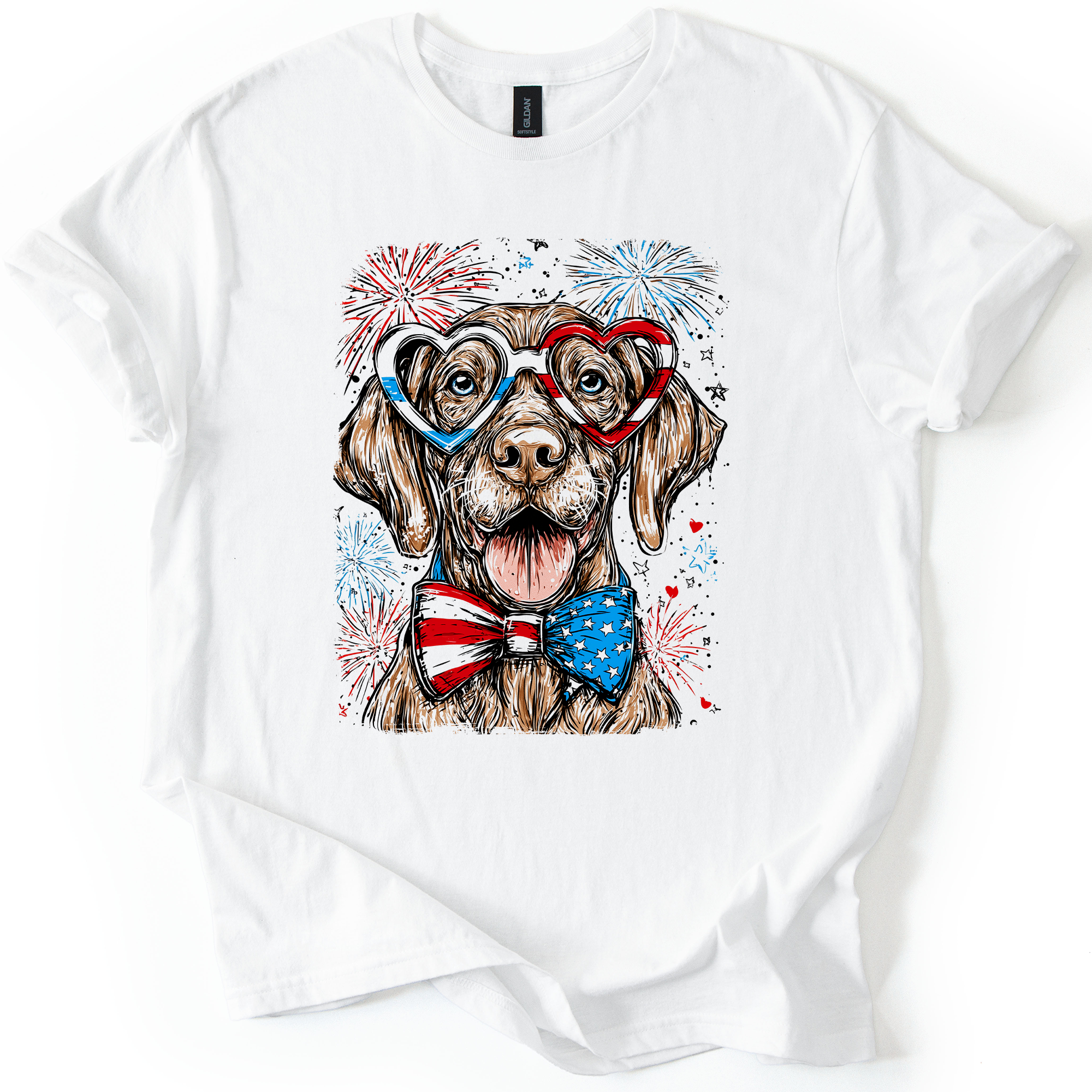 Vizsla Patriotic Dog American Pride Fourth Of July USA Flag National Holiday Graphic Tee