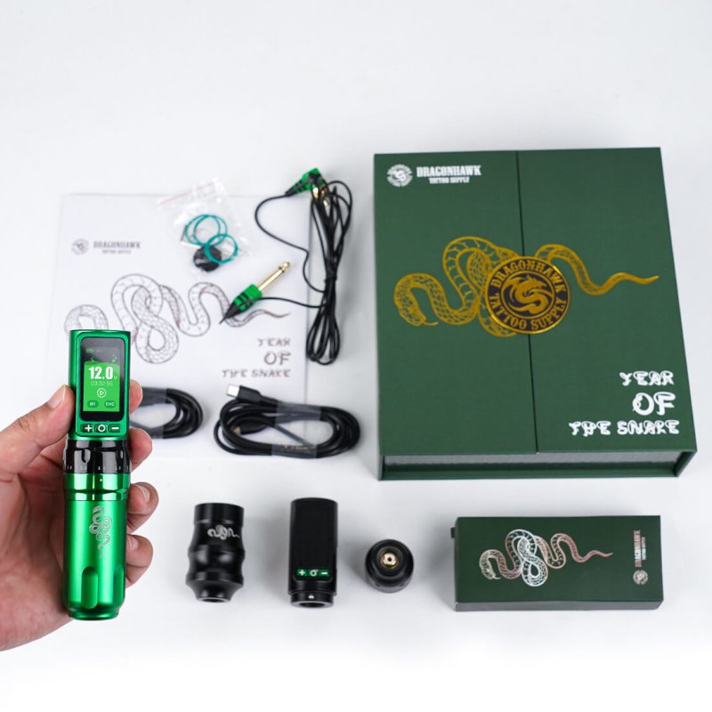 Tattoo Kit | Dragonhawk Fold Pro Year of Snake Edition Tattoo Machine Pen Wireless Professional Bundle
