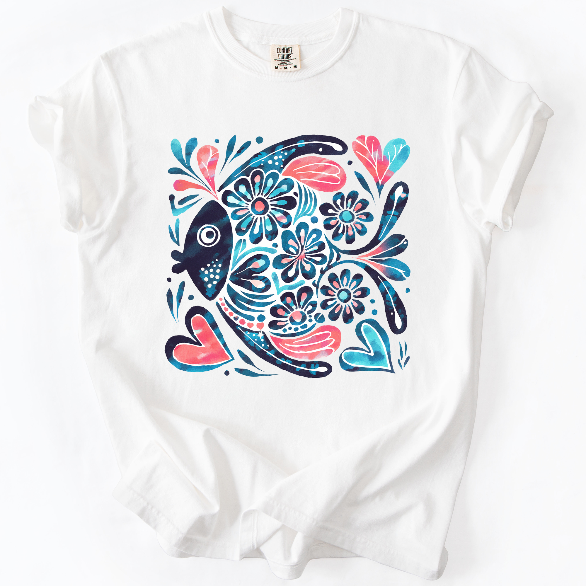 Watercolor Fish Gorgeous Summer Beach Sunshine Ocean Breeze Seaside Vibes Coastal Calm Comfort Colors Tee