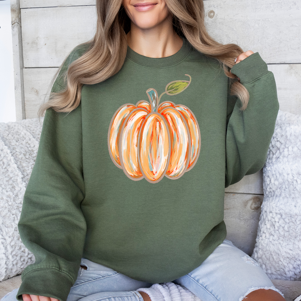 Watercolor Pumpkin Cozy Autumn Floral Sunflower Harvest Design For Cozy Fall Styling Sweatshirt