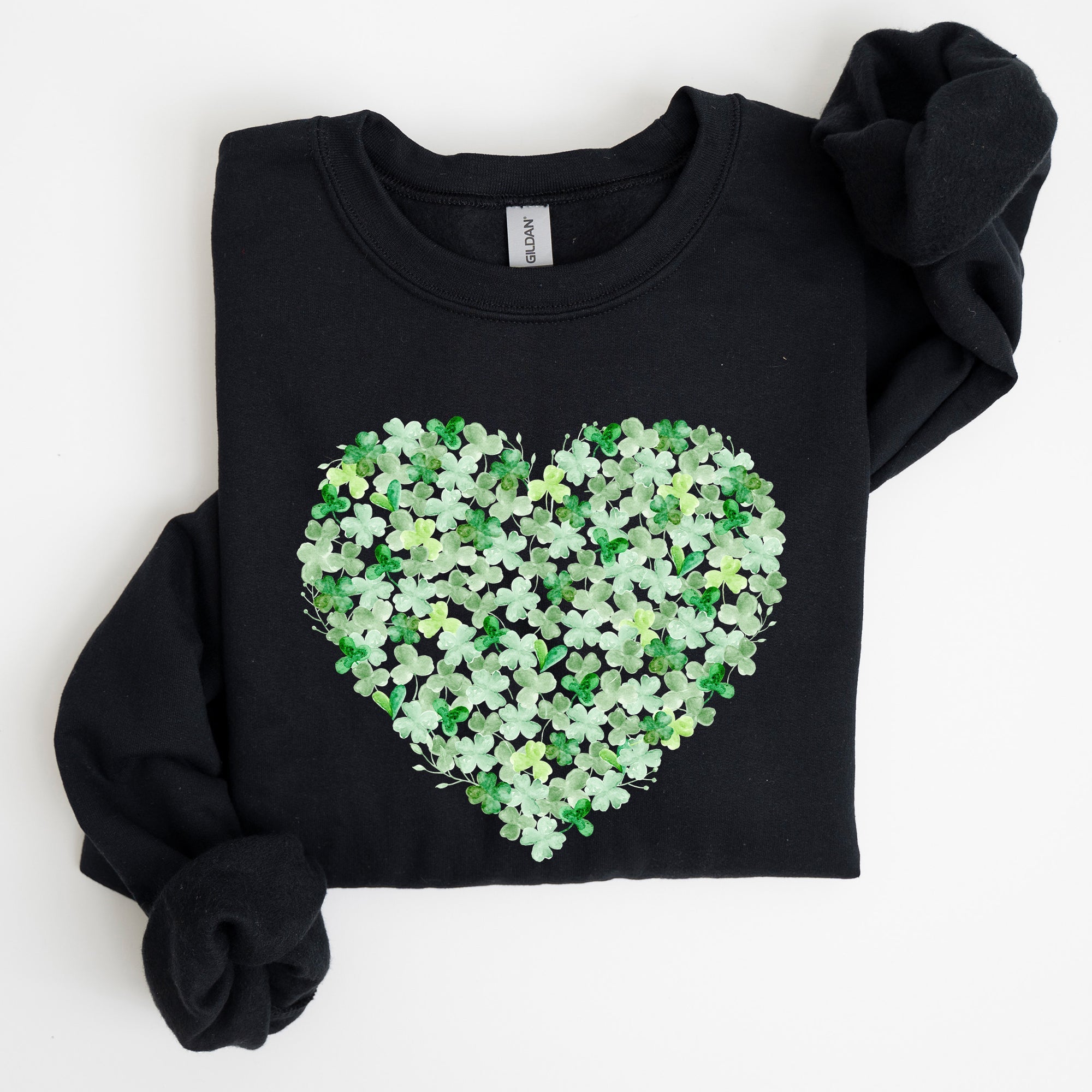 Watercolor Shamrocks Heart St Patrick's Day Graphic Celebration Edition Sweatshirt
