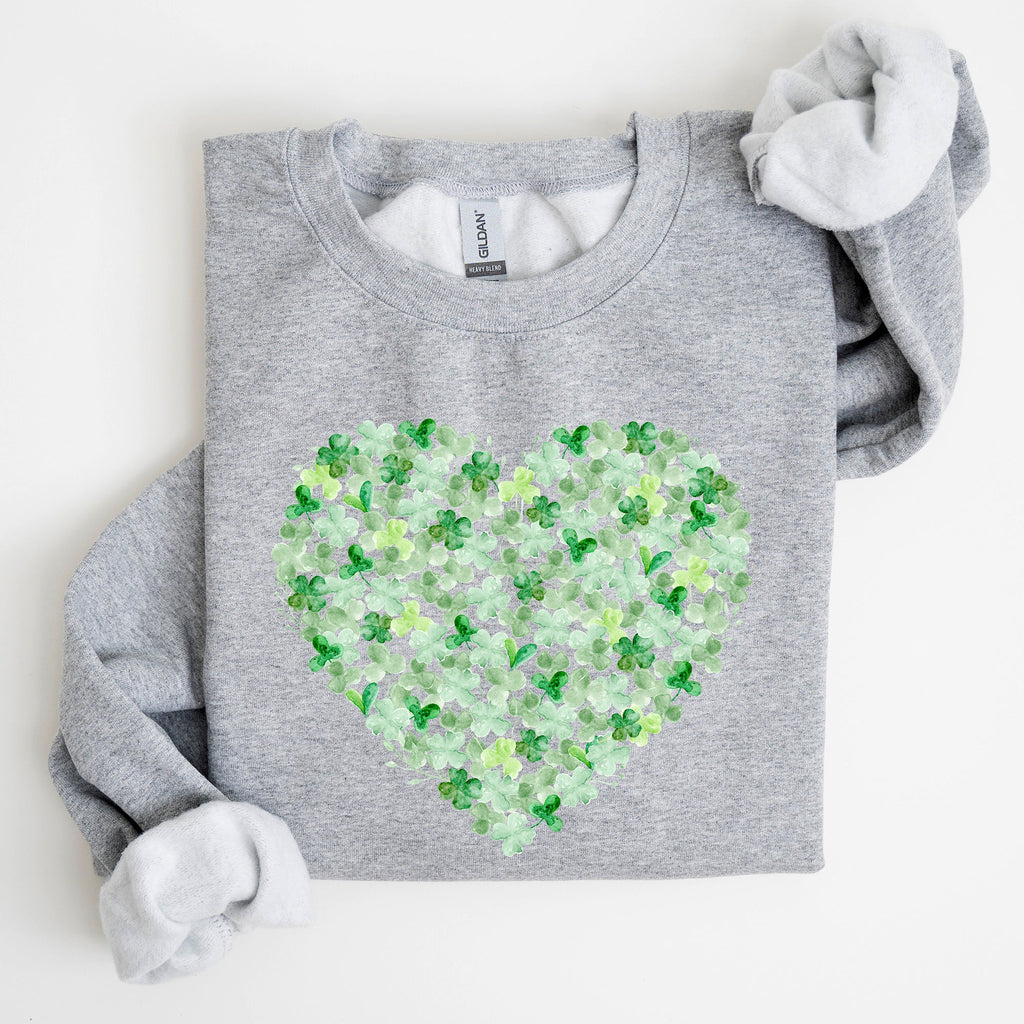 Watercolor Shamrocks Heart St Patrick's Day Graphic Celebration Edition Sweatshirt