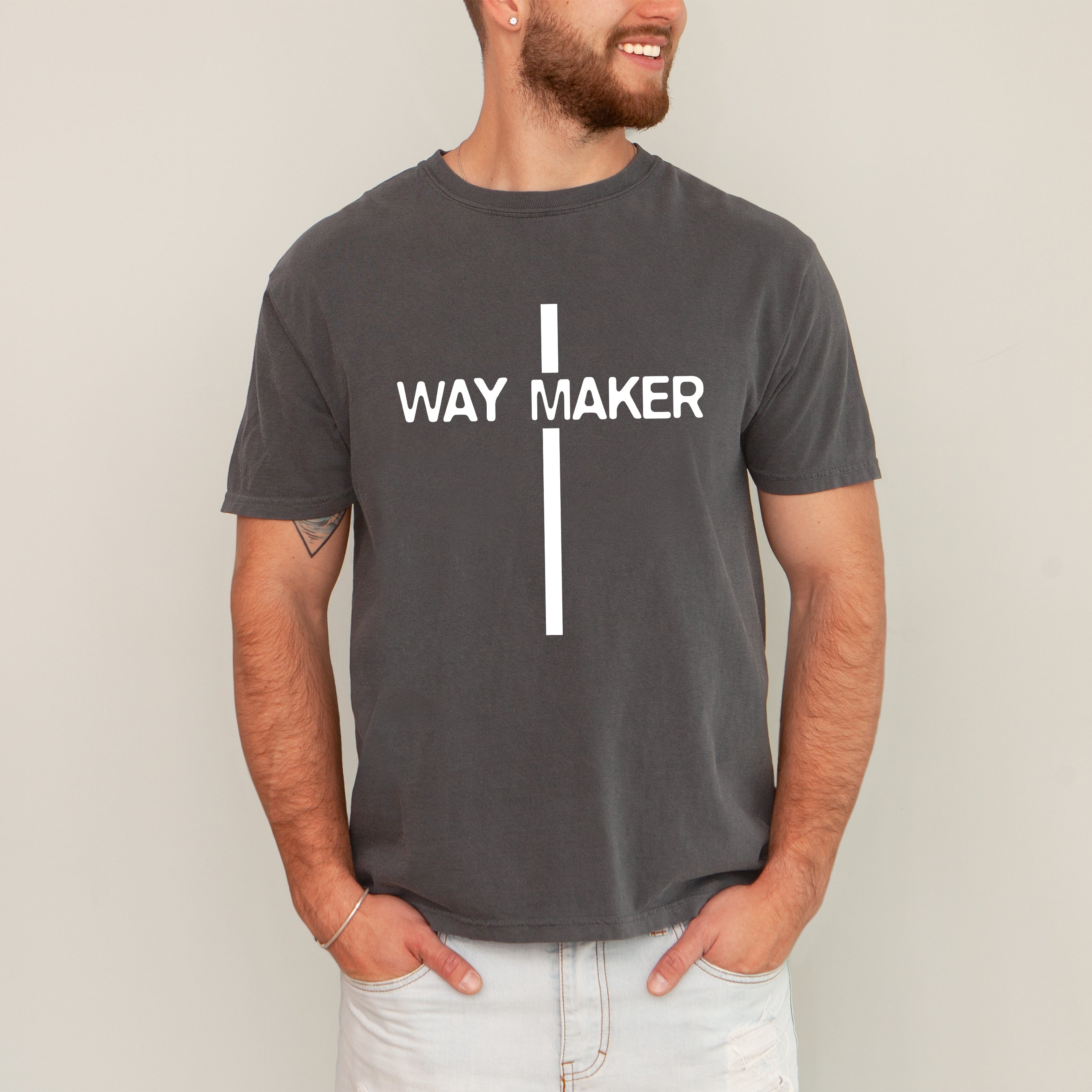 Way Maker Faith Cross Jesus Gospel Religious Inspirational Modern Christian Comfort Colors Tee