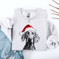 Weimaraner Santa Christmas Dog Lover Festive Portrait With Santa Hat And Holiday Cheer For Pet Parents Sweatshirt