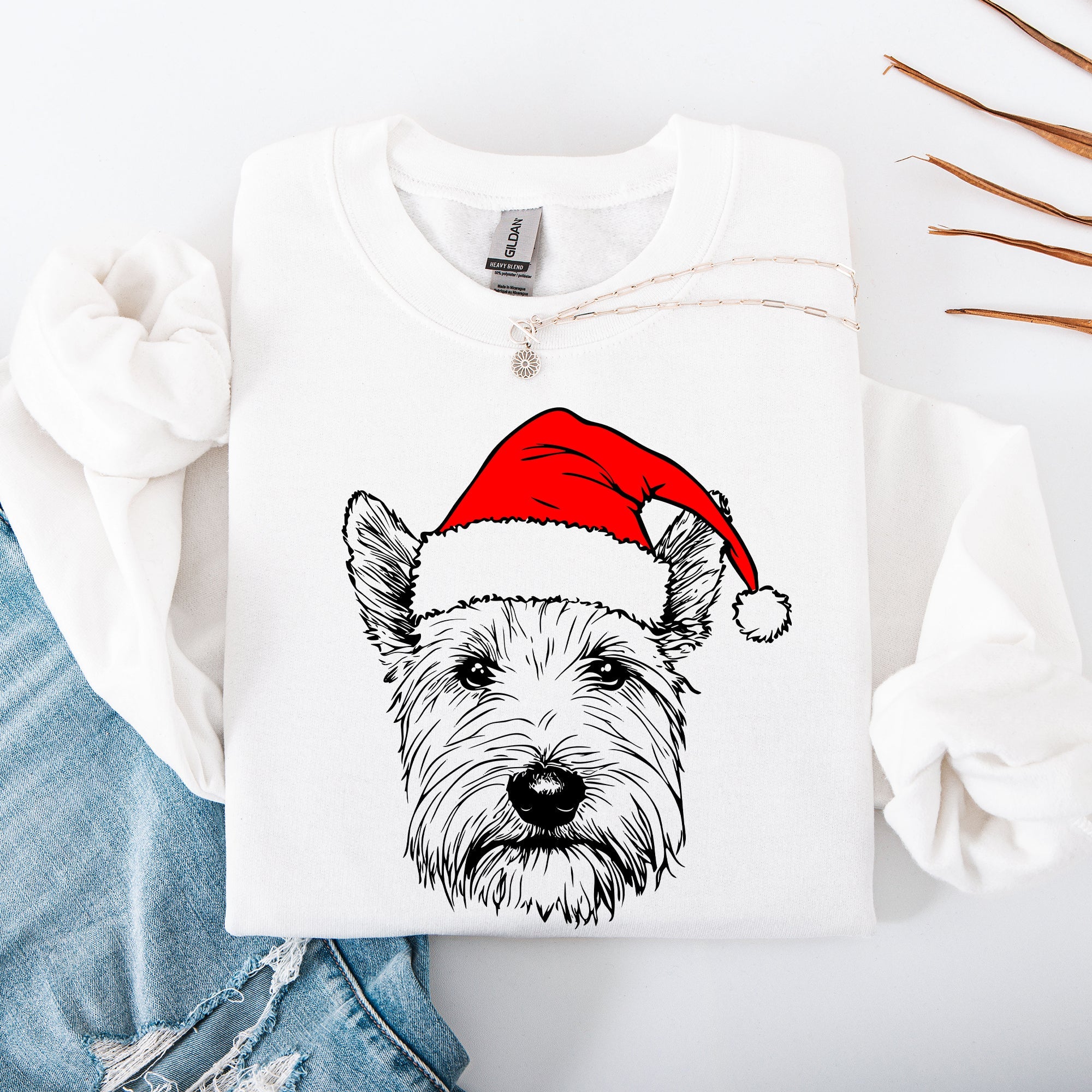 West Highland White Terrier Westie Santa Claus Christmas Festive Dog Lover Sweatshirt