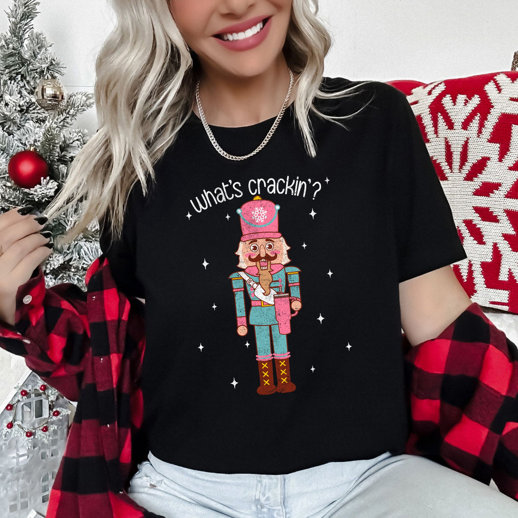 What's Crackin Nutcracker Christmas Classic Holiday Festive Cozy Vintage Style Whimsical Seasonal Icon Art Graphic Tee