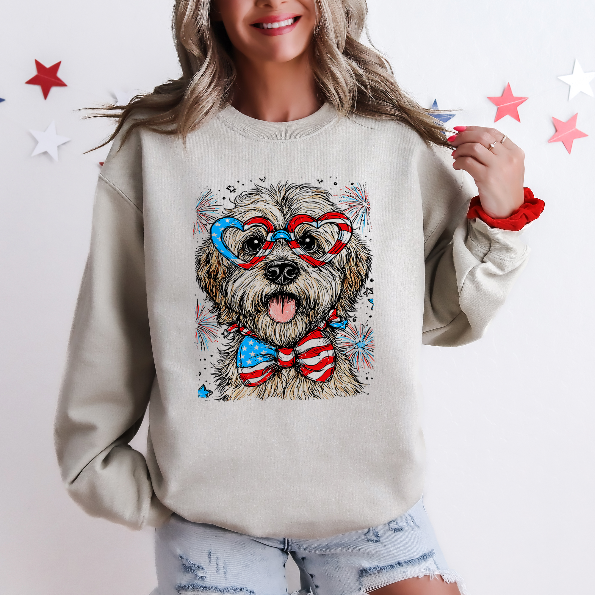 Wheaten Terrier Patriotic Dog USA America Pet Lover 4th Of July Pride Edition Sweatshirt