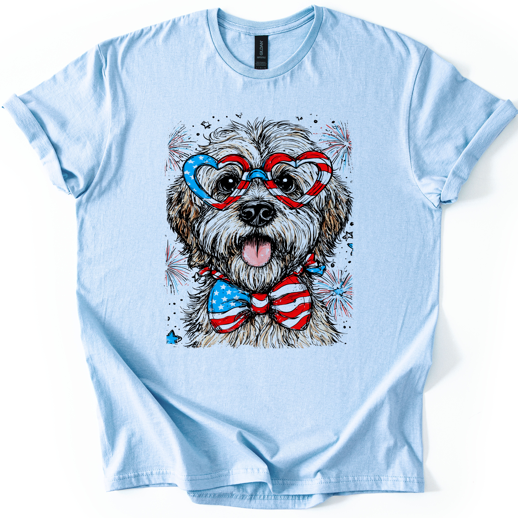 Wheaten Terrier Patriotic Dog USA Pride 4th Of July Pet Lover Celebration Graphic Tee