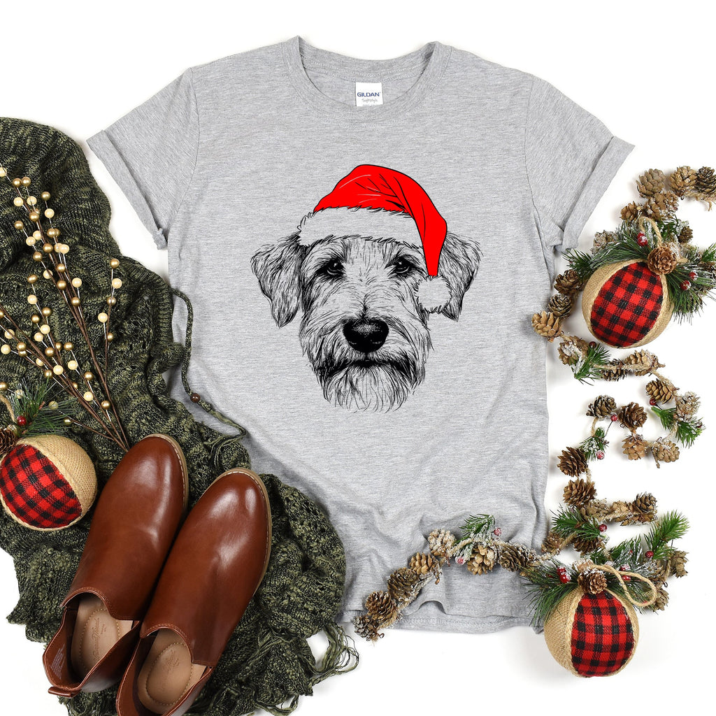 Wheaten Terrier Santa Claus Christmas Dog Lover Silhouette Illustration Comfort Colors Tee