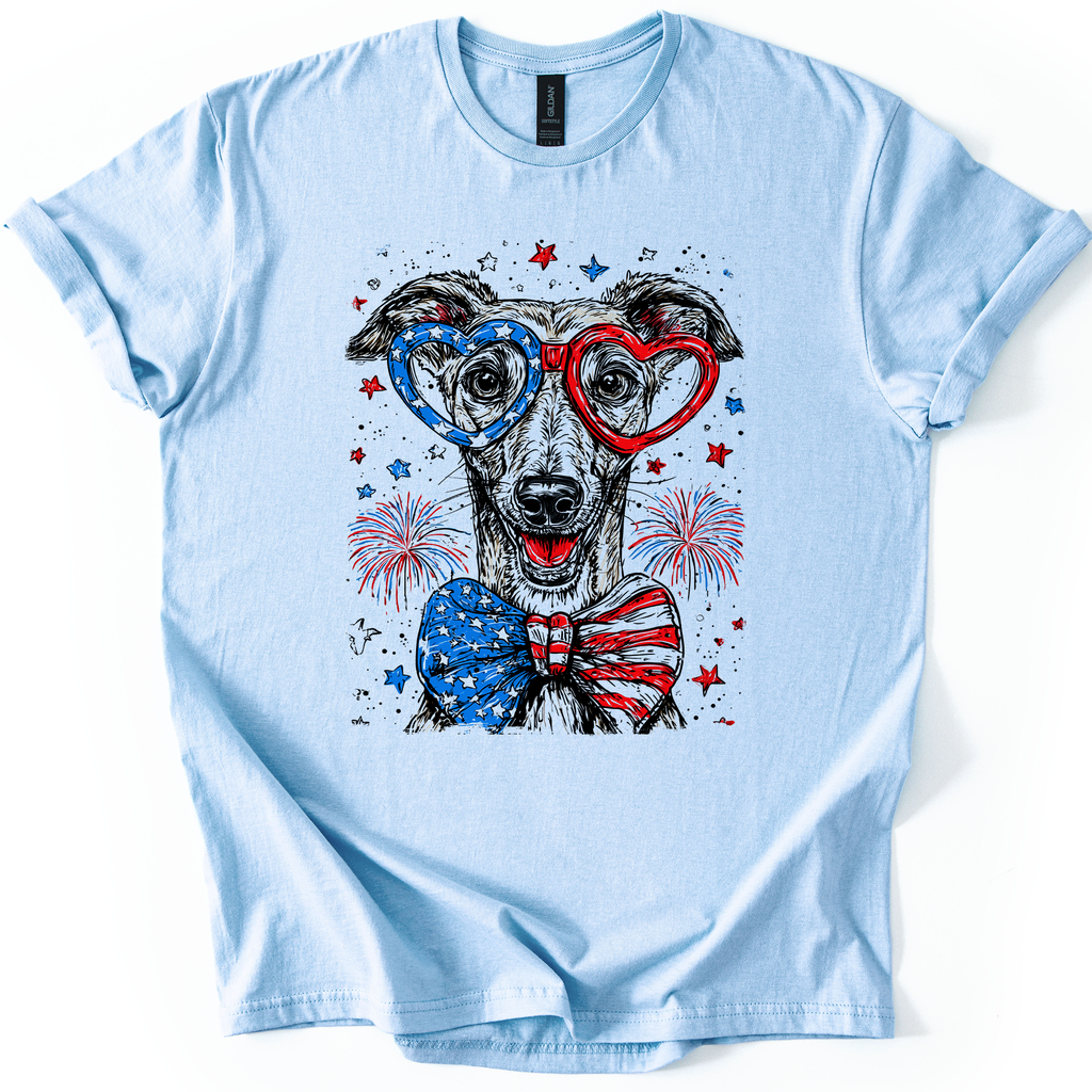 Whippet Patriotic Dog USA America Pet Lover 4th Of July Pride Flag Forever Graphic Tee