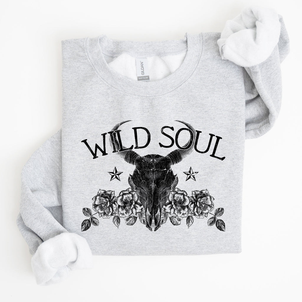 Wild Soul Cow Skull Western Desert Outdoor Adventure Frontier Spirit Western Heritage Sweatshirt