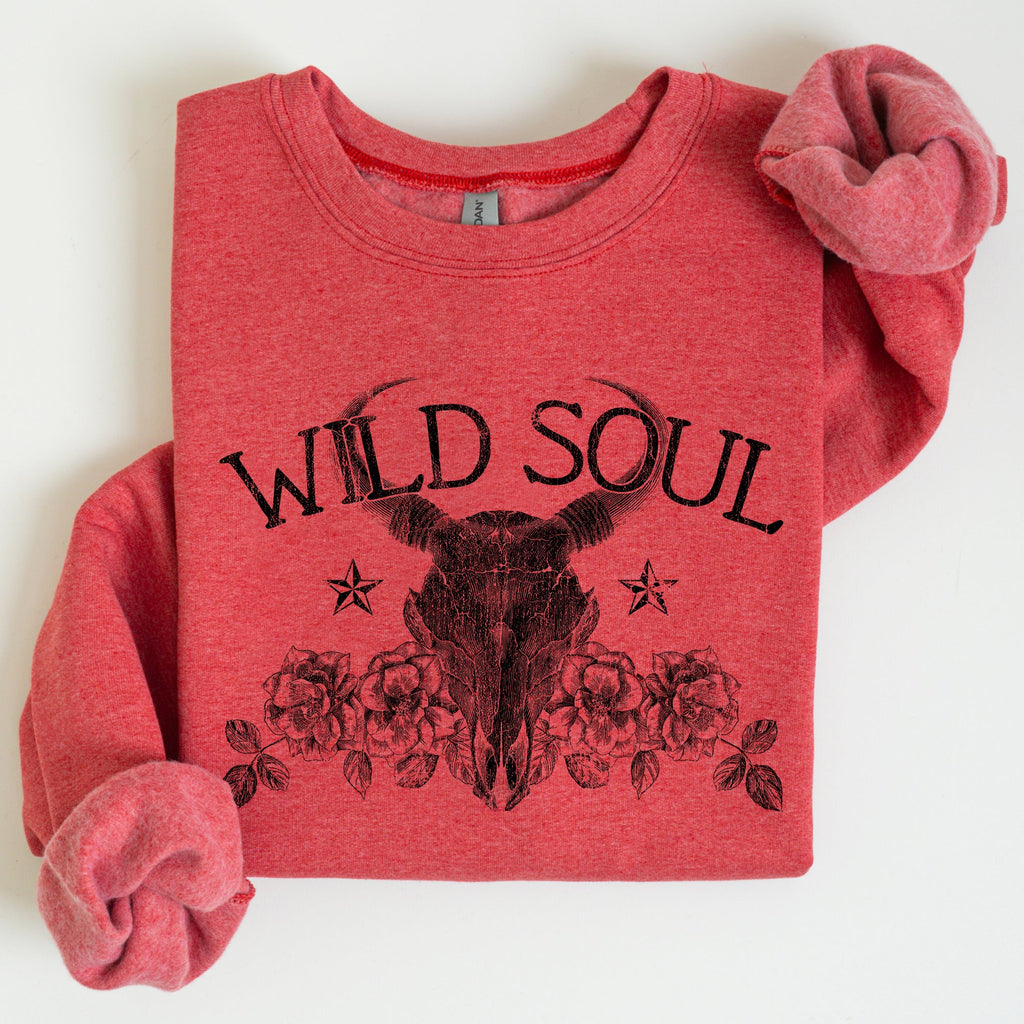 Wild Soul Cowboy Skull Roses Country Cowgirl Spirit Rustic Western Americana Legend Sweatshirt