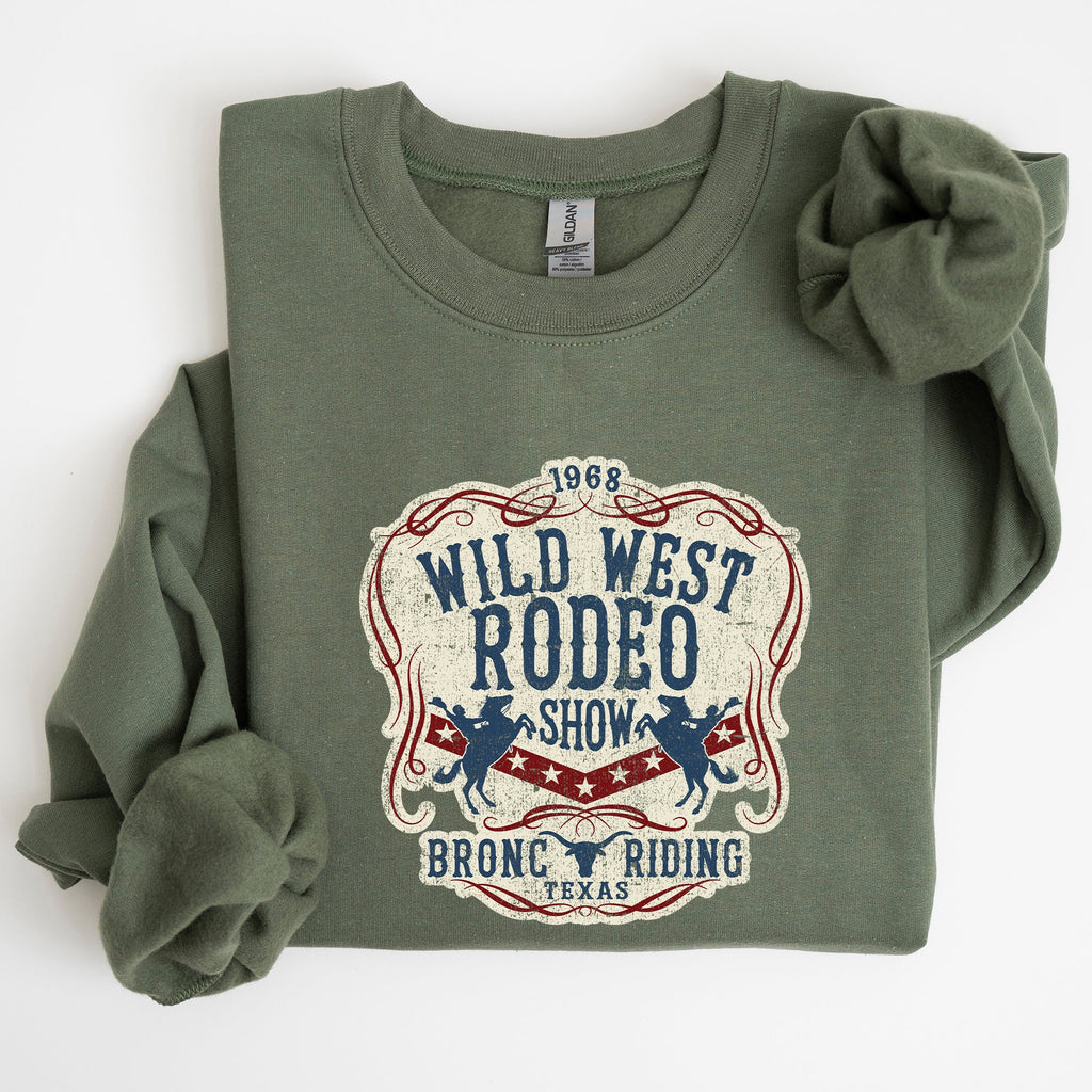 Wild West Rodeo Show Bronco Riding Cowboy Cowgirl Classic Western Adventure Sweatshirt