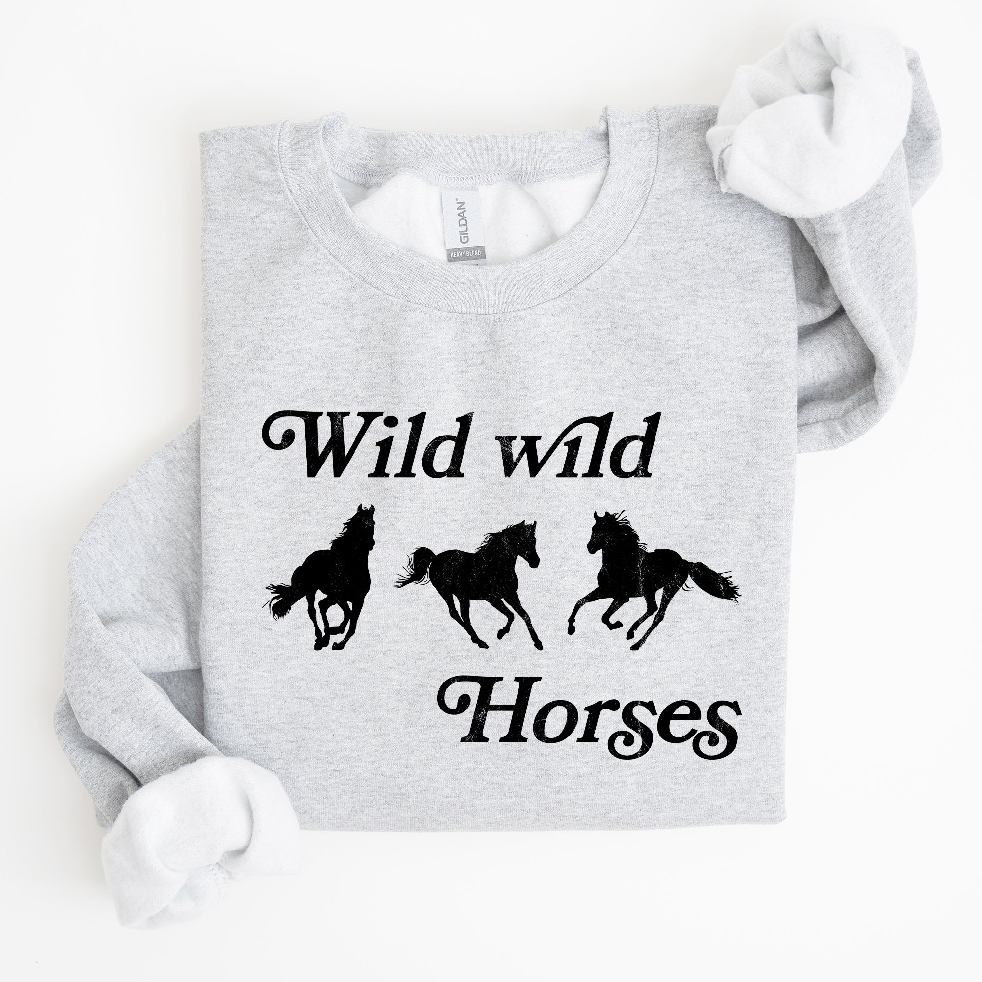 Wild Wild Horses, Country, Western Rodeo Spirit And Prairie Sunset Art Sweatshirt