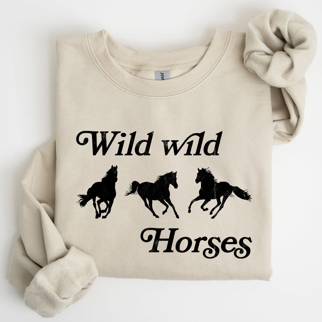 Wild Wild Horses, Country, Western Rodeo Spirit And Prairie Sunset Art Sweatshirt