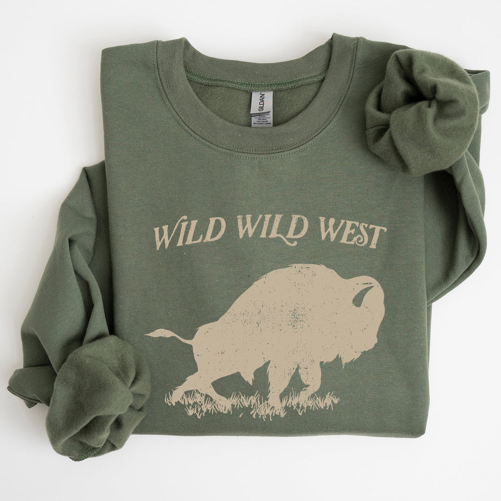 Wild Wild West Buffalo Country Cowboy Cowgirl Western Frontier Saga Collection Vintage Sweatshirt