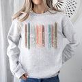 Wildflowers Nature Floral Botanical Stripes Garden Inspired Print Soft Cotton Blend Sweatshirt
