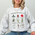 Winter Botanicals Holly Poinsettia Pine Tree Snow Xmas Seasonal Print Sweatshirt