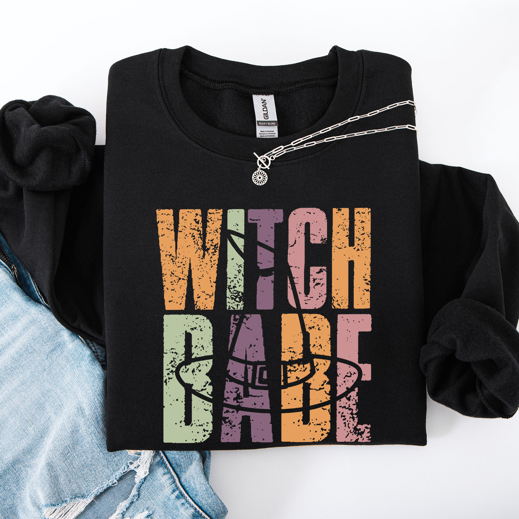 Witch Babe Halloween Mood Vibes Cozy Nightfall Mystic Spirit Edition Extra Sweatshirt