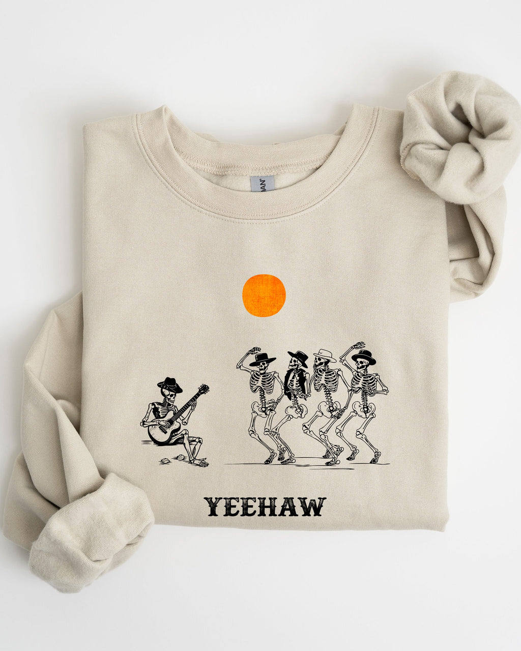 Yeehaw Dancing Skeletons Halloween Country Western Cowboys Day Of The Dead Inspired Sweatshirt