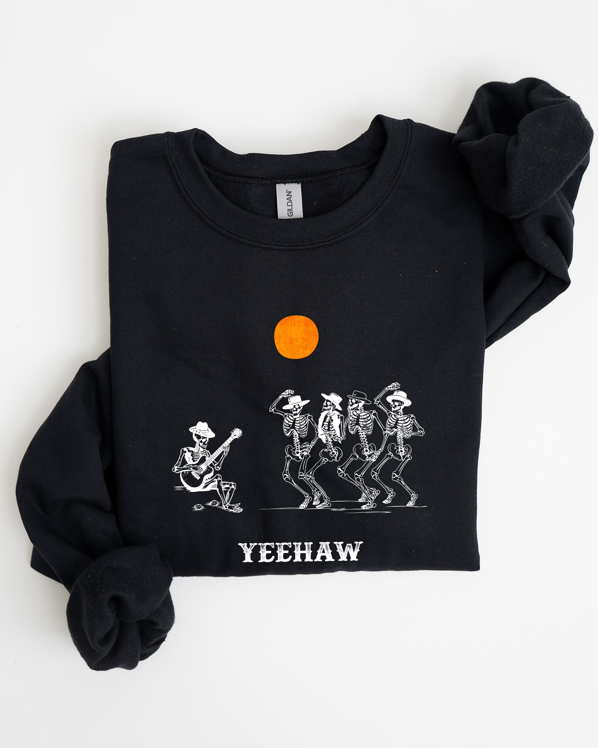 Yeehaw Dancing Skeletons Halloween Country Western Cowboys Day Of The Dead Inspired Sweatshirt