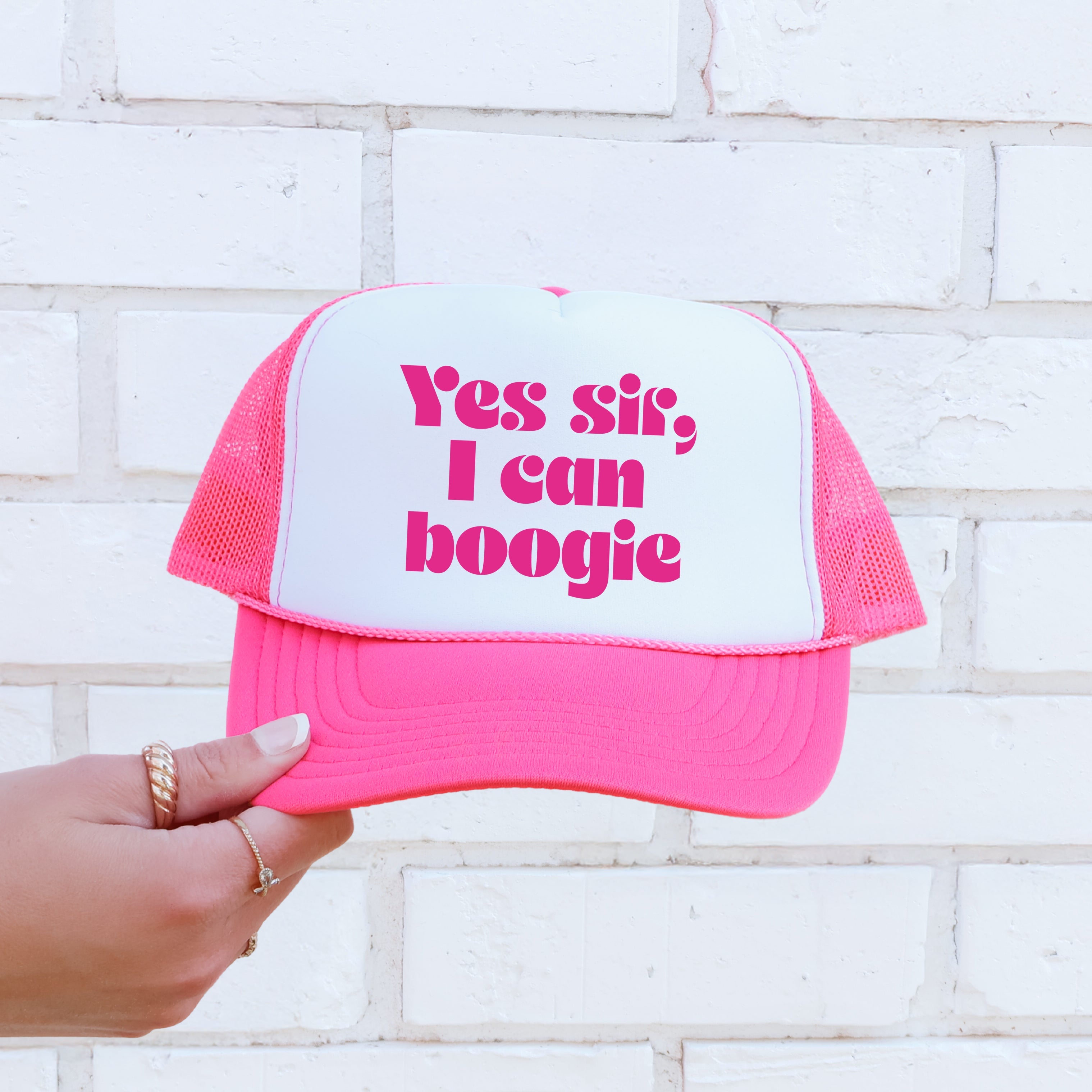 Yes Sir, I Can Boogie Sassy Fun Bold Dance Floor Anthem Slogan Phrase Edition Trucker Hat