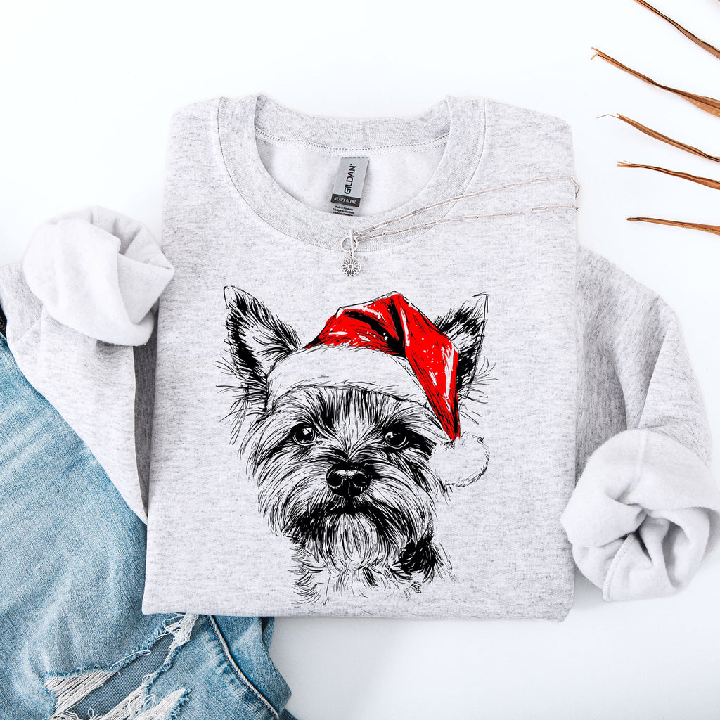 Yorkie Santa Yorkshire Terrier Christmas Dog Lover Holiday Edition Cozy Fleece Sweatshirt
