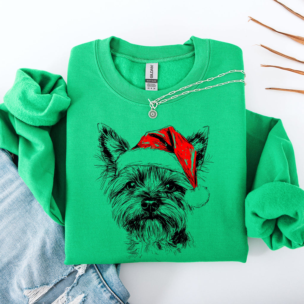 Yorkie Santa Yorkshire Terrier Christmas Dog Lover Holiday Edition Cozy Fleece Sweatshirt