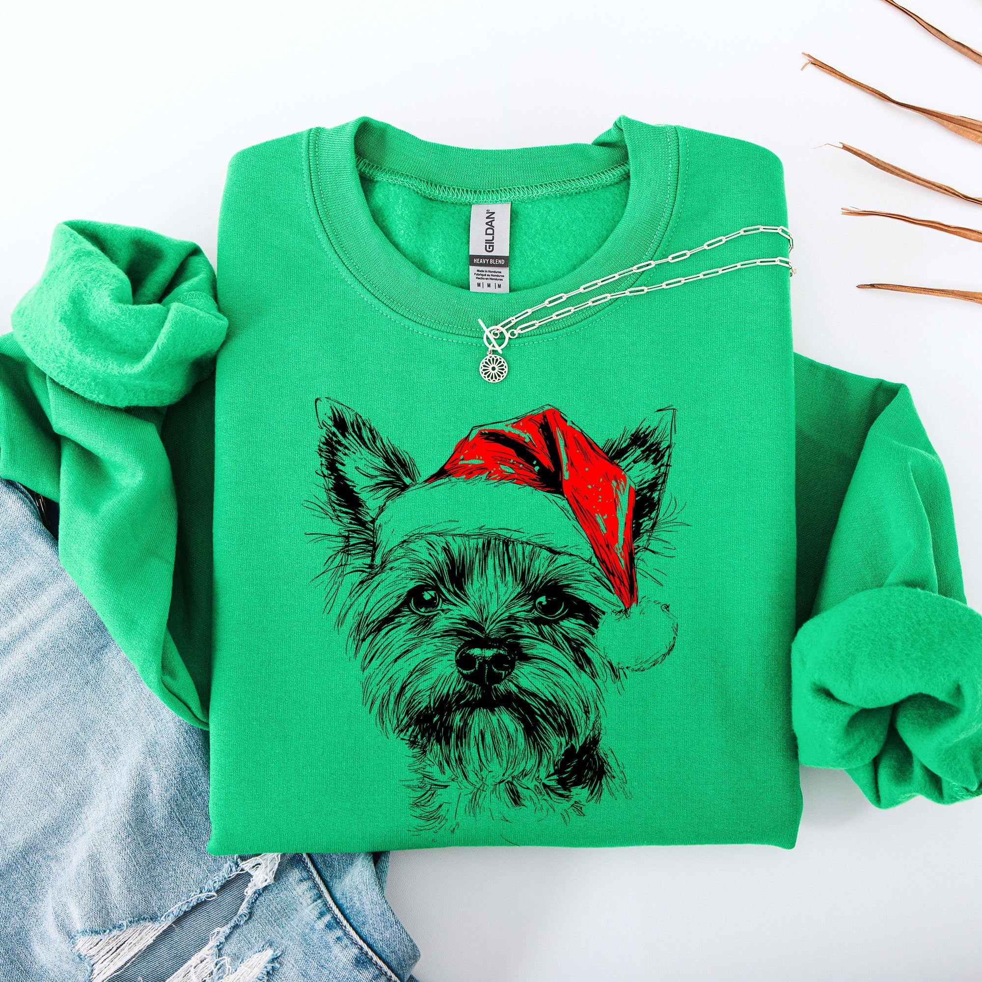 Yorkie Santa Yorkshire Terrier Christmas Dog Lover Holiday Edition Cozy Fleece Sweatshirt
