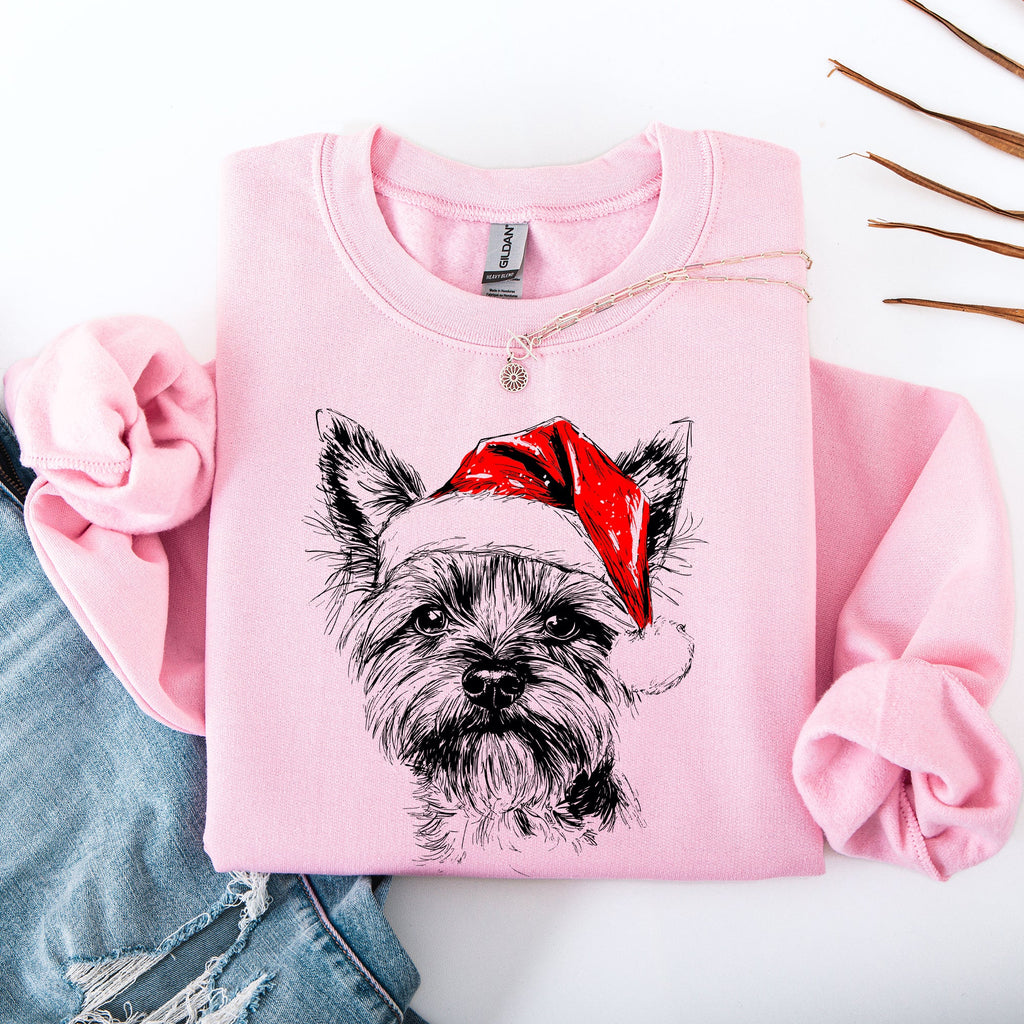 Yorkie Santa Yorkshire Terrier Christmas Dog Lover Holiday Edition Cozy Fleece Sweatshirt