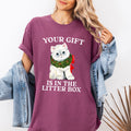 Your Gift Is In The Litter Box Cat Christmas Naughty Funny Snow Santa Xmas Comfort Colors Tee