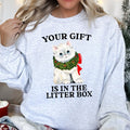 Your Gift Is In The Litter Box, Cat Christmas Graphic Cozy Holiday Edition Sweatshirt