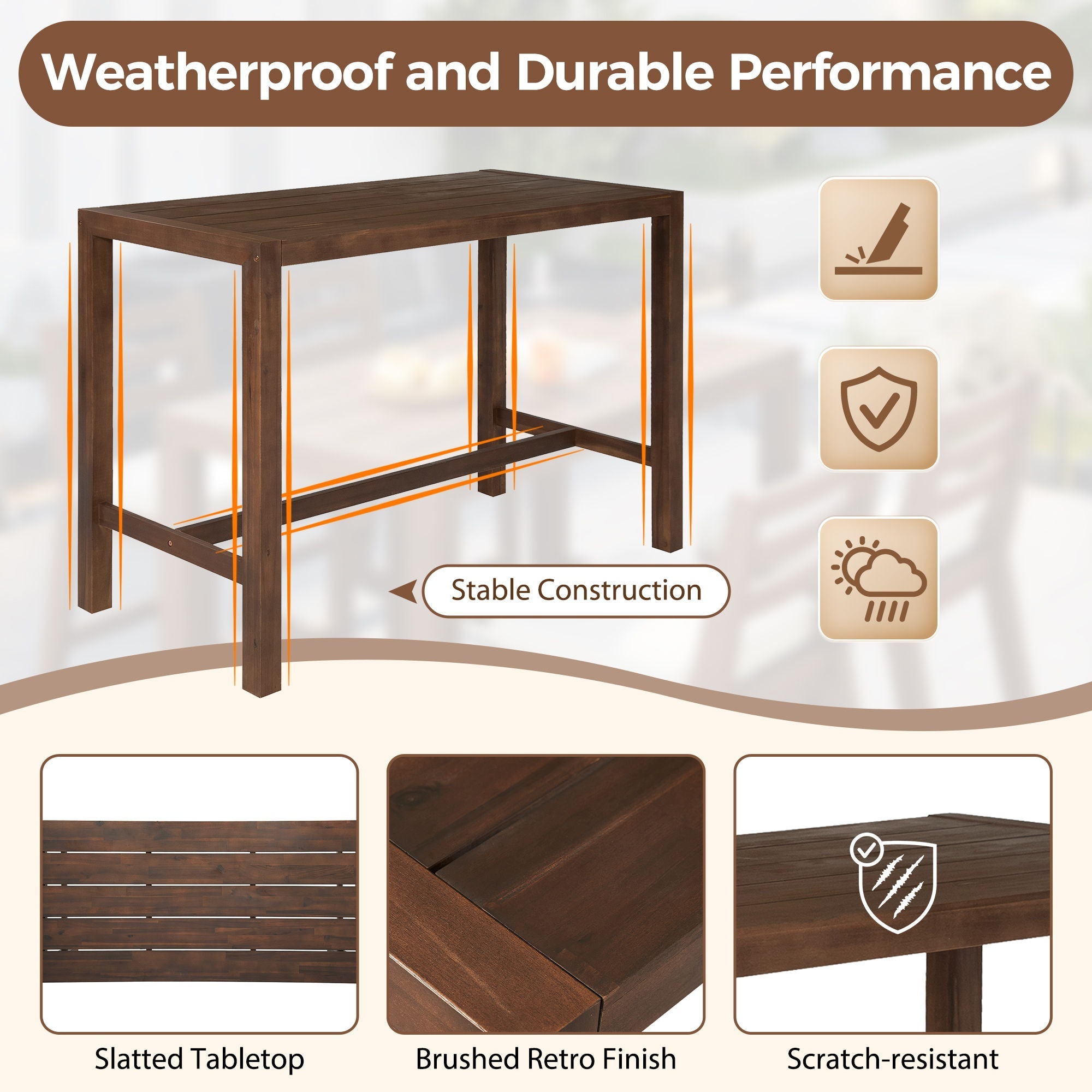 Patio Bar Set With Ergonomic Chairs